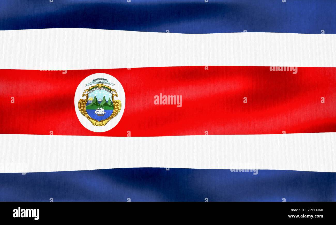 Drapeau du Costa Rica - drapeau de tissu d'ondulation réaliste Banque D'Images
