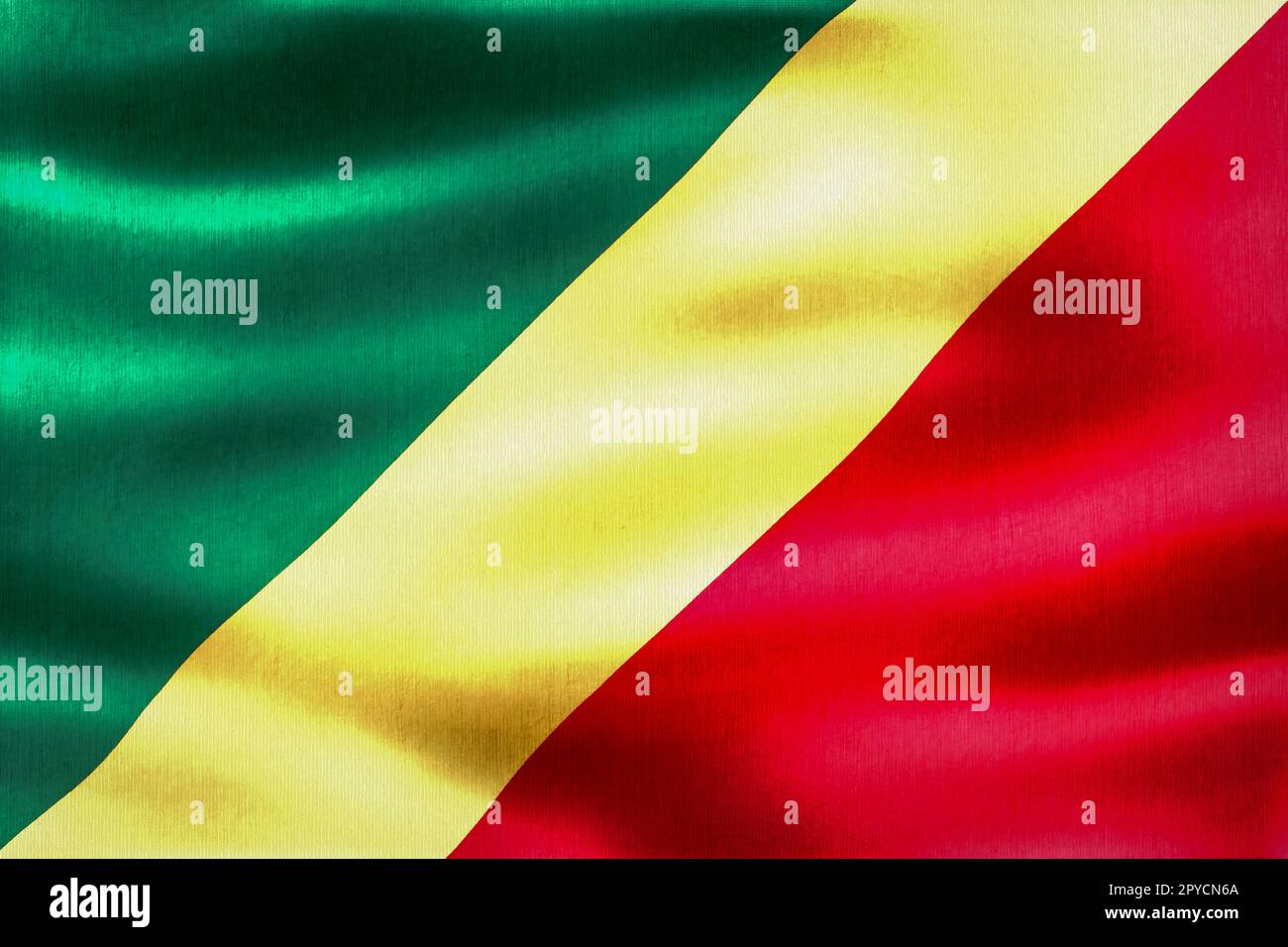 Drapeau de la République du Congo - drapeau de tissu d'ondulation réaliste Banque D'Images