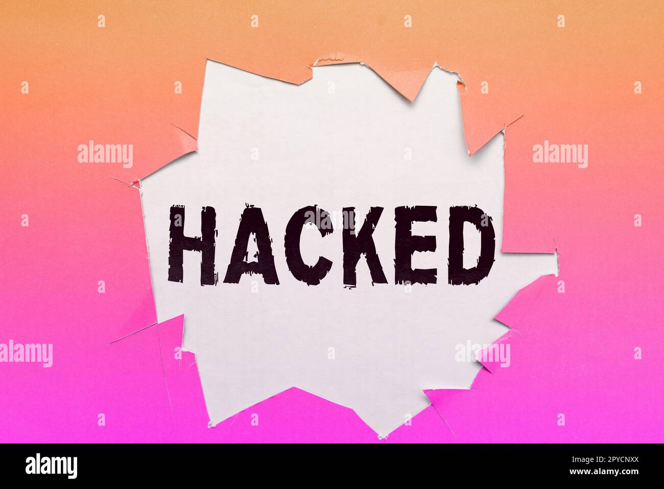 Affiche affichant piraté. Présentation de l'entreprise accès non autorisé aux données du système ou de l'ordinateur cybercriminalité Banque D'Images
