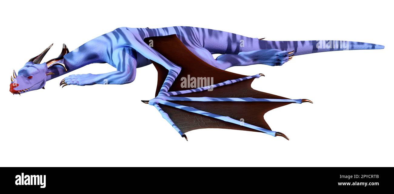 Le rendu 3D d'un dragon fantasy isolé sur fond blanc Banque D'Images