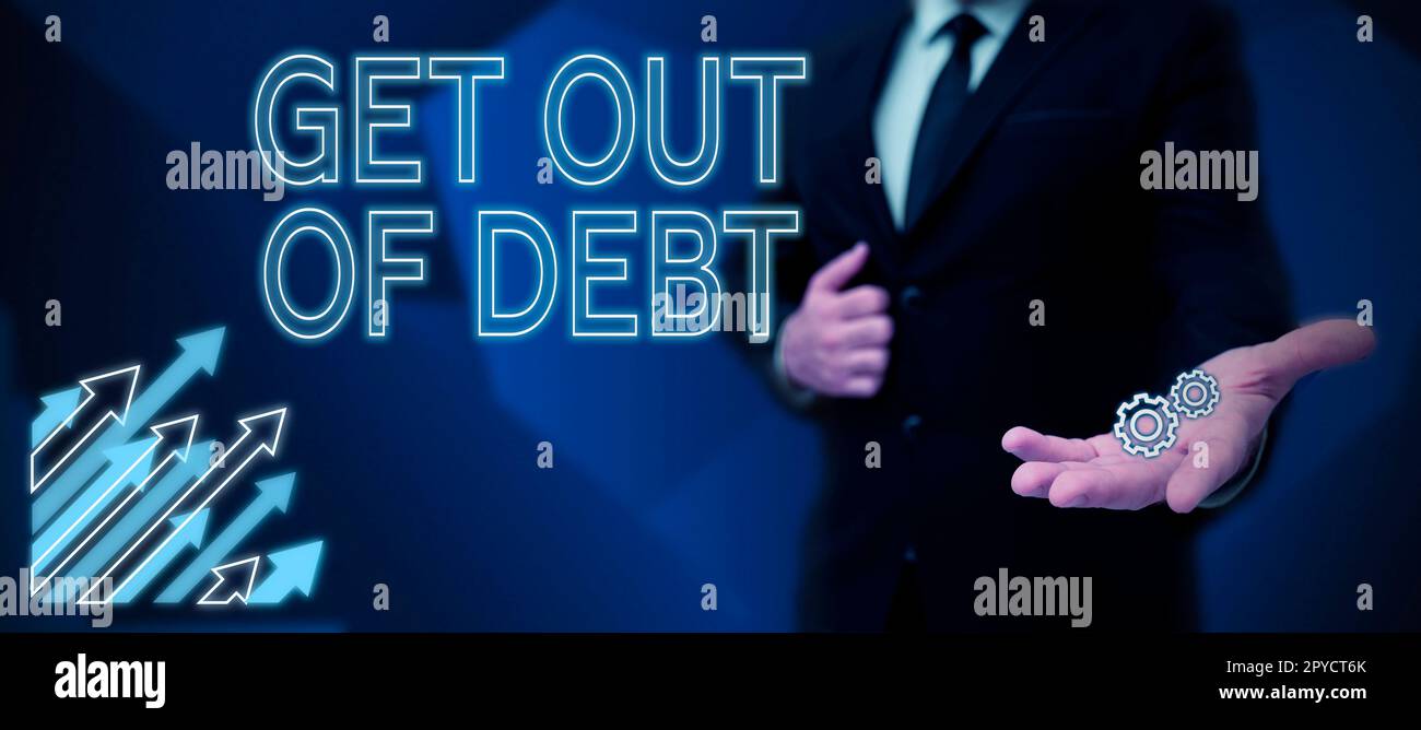 Texte d'écriture se dégager de la dette. Internet concept aucune perspective d'être payé plus et libre de la dette Banque D'Images