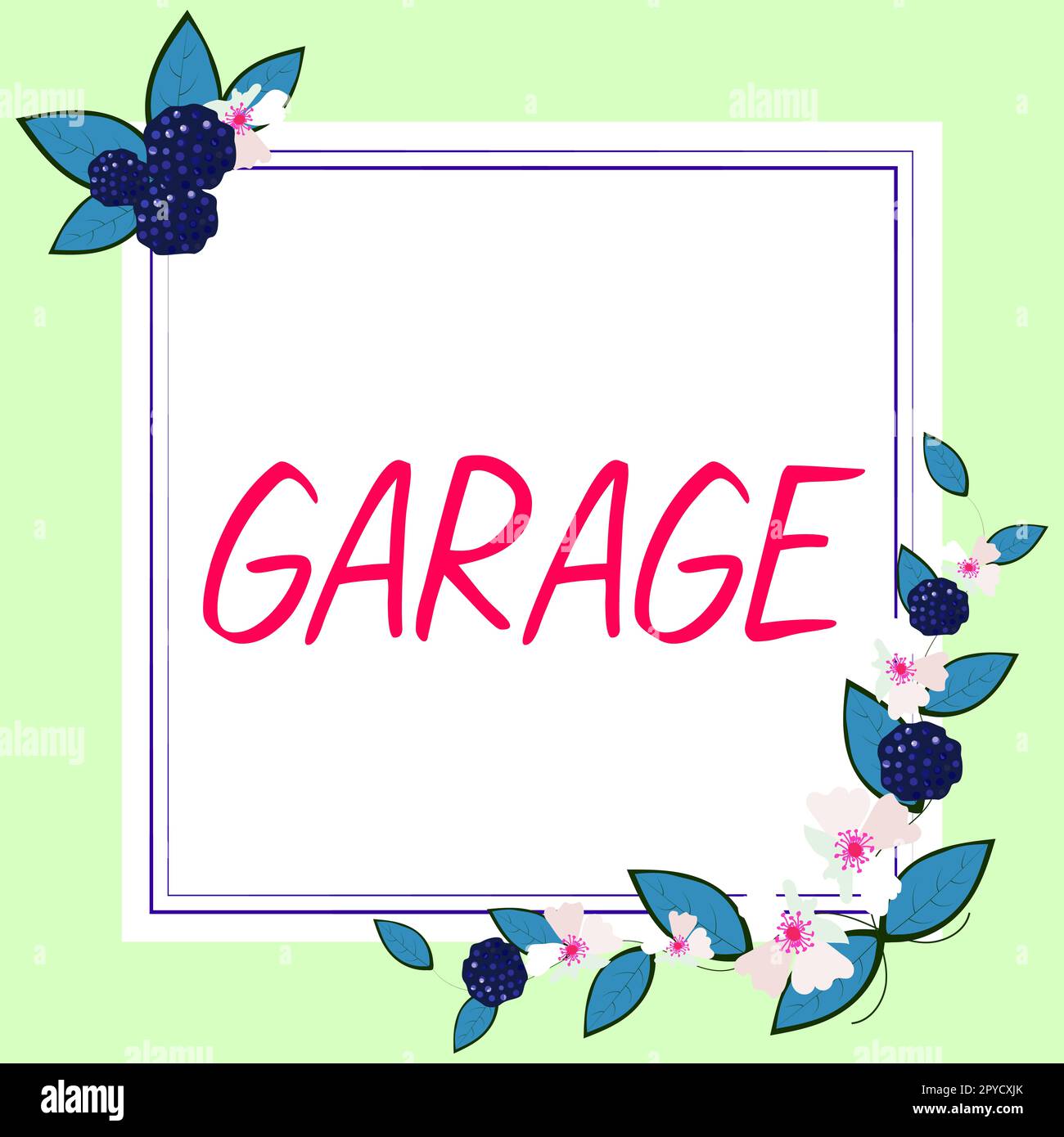 Affiche indiquant le garage. Construction de photos conceptuelles pour le logement d'un véhicule à moteur ou de véhicules pour les mettre dans Banque D'Images