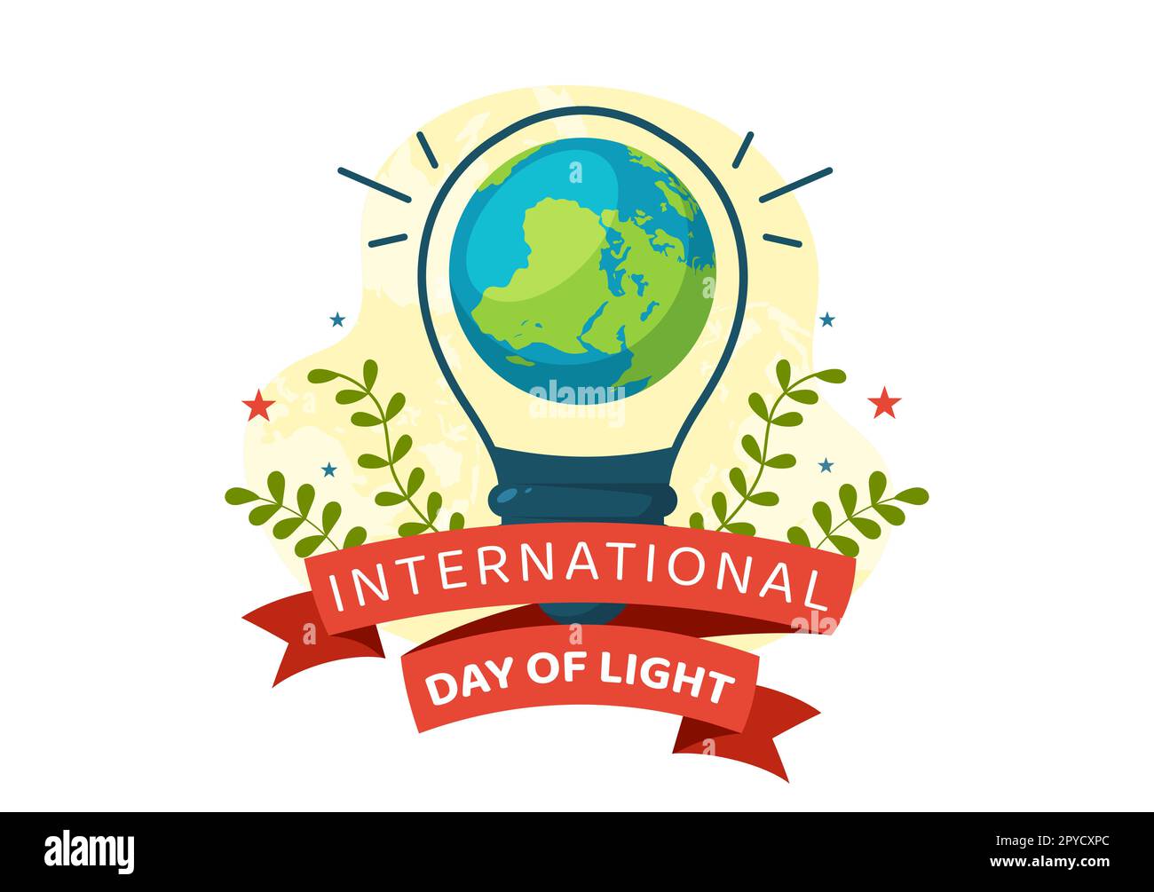 Journée internationale de lumière sur 16 mai Illustration de l'importance de l'utilisation de la lampe dans un dessin animé à la main pour les modèles de bannière ou de page d'arrivée Banque D'Images