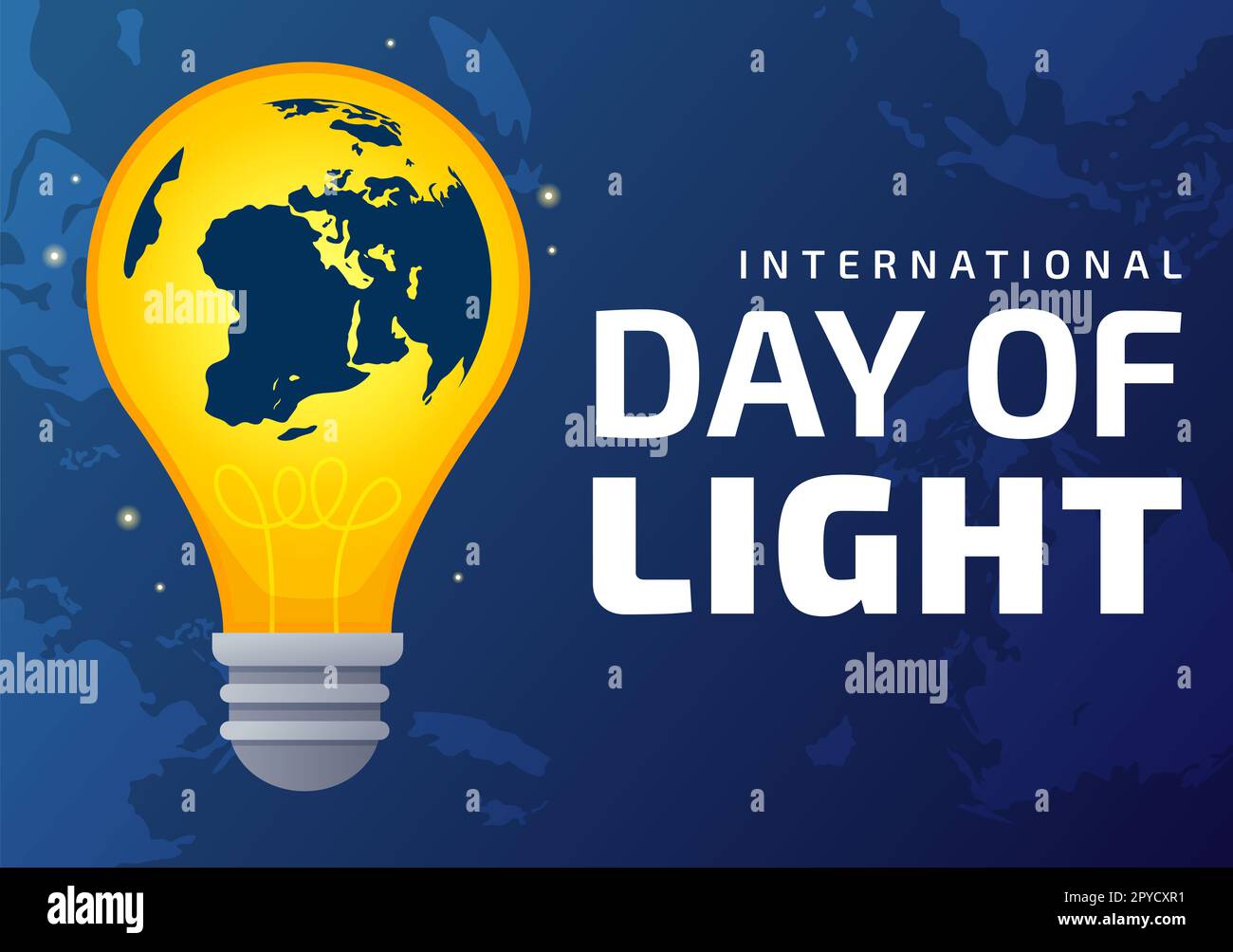 Journée internationale de lumière sur 16 mai Illustration de l'importance de l'utilisation de la lampe dans un dessin animé à la main pour les modèles de bannière ou de page d'arrivée Banque D'Images
