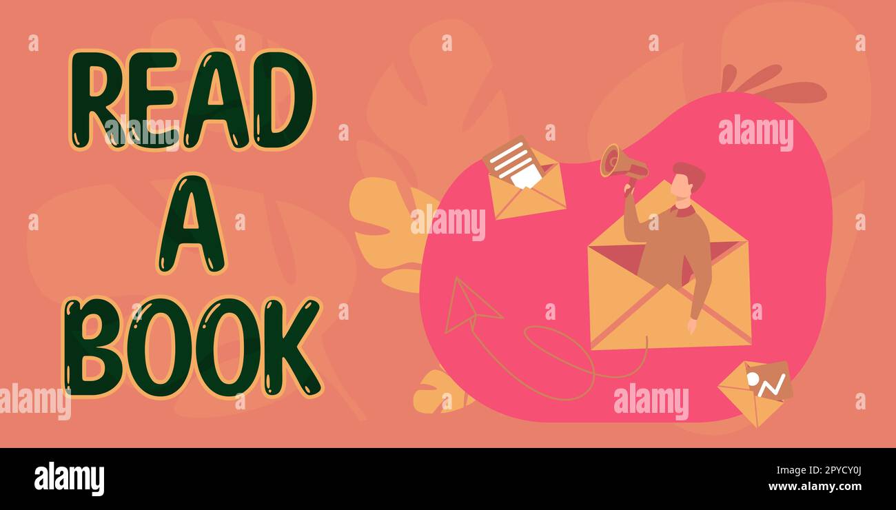 Légende de texte Présentation Lire Un livre. Mot pour apprécier la littérature traditionnelle activité apprendre de nouvelles choses Banque D'Images