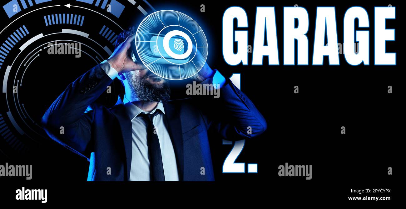 Affiche textuelle indiquant le garage. Internet concept bâtiment pour le logement d'un véhicule à moteur ou des véhicules pour les mettre dans Banque D'Images