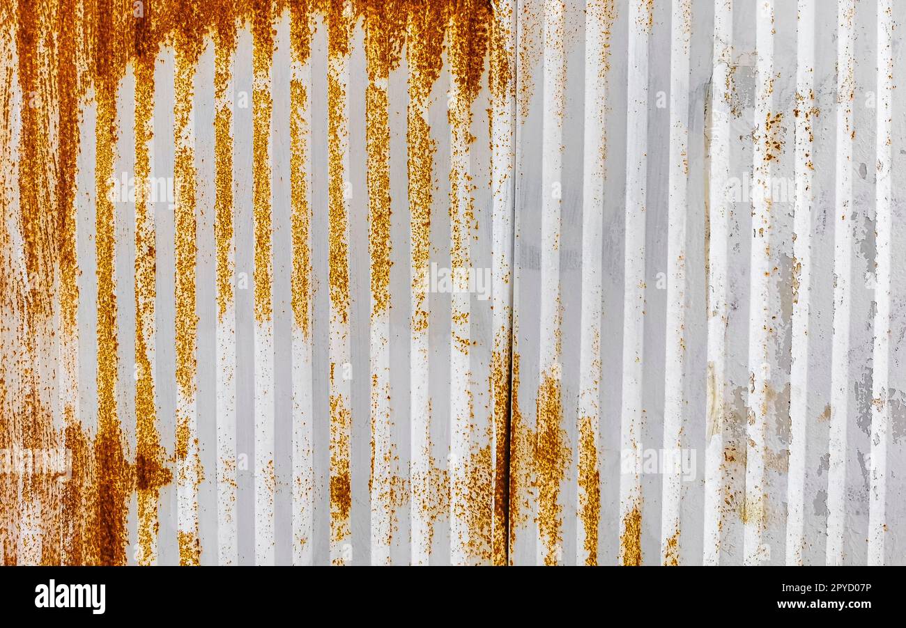 Texture vieille tôle ondulée rouillée Mexique. Banque D'Images