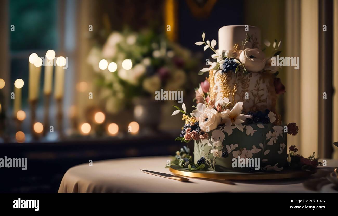 Gâteau de mariage de luxe, design haut de gamme exclusif, gâteau