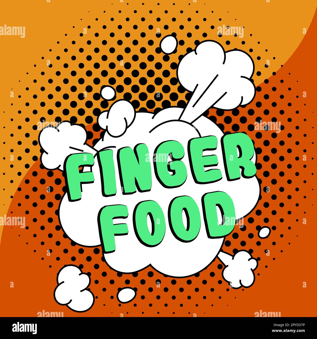 Affiche présentant des aliments pour les doigts. Internet concept produits et digestifs qui doit être tenu avec les doigts pour manger Banque D'Images