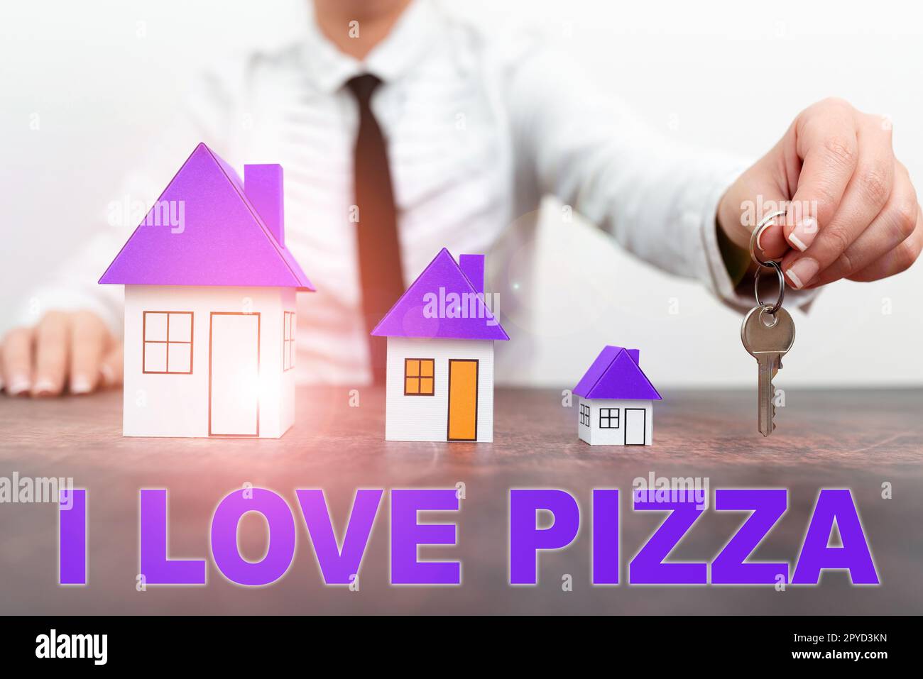 Affiche textuelle montrant I Love Pizza. Mot pour aimer beaucoup de nourriture italienne avec fromage jambon pepperoni en tranches Banque D'Images