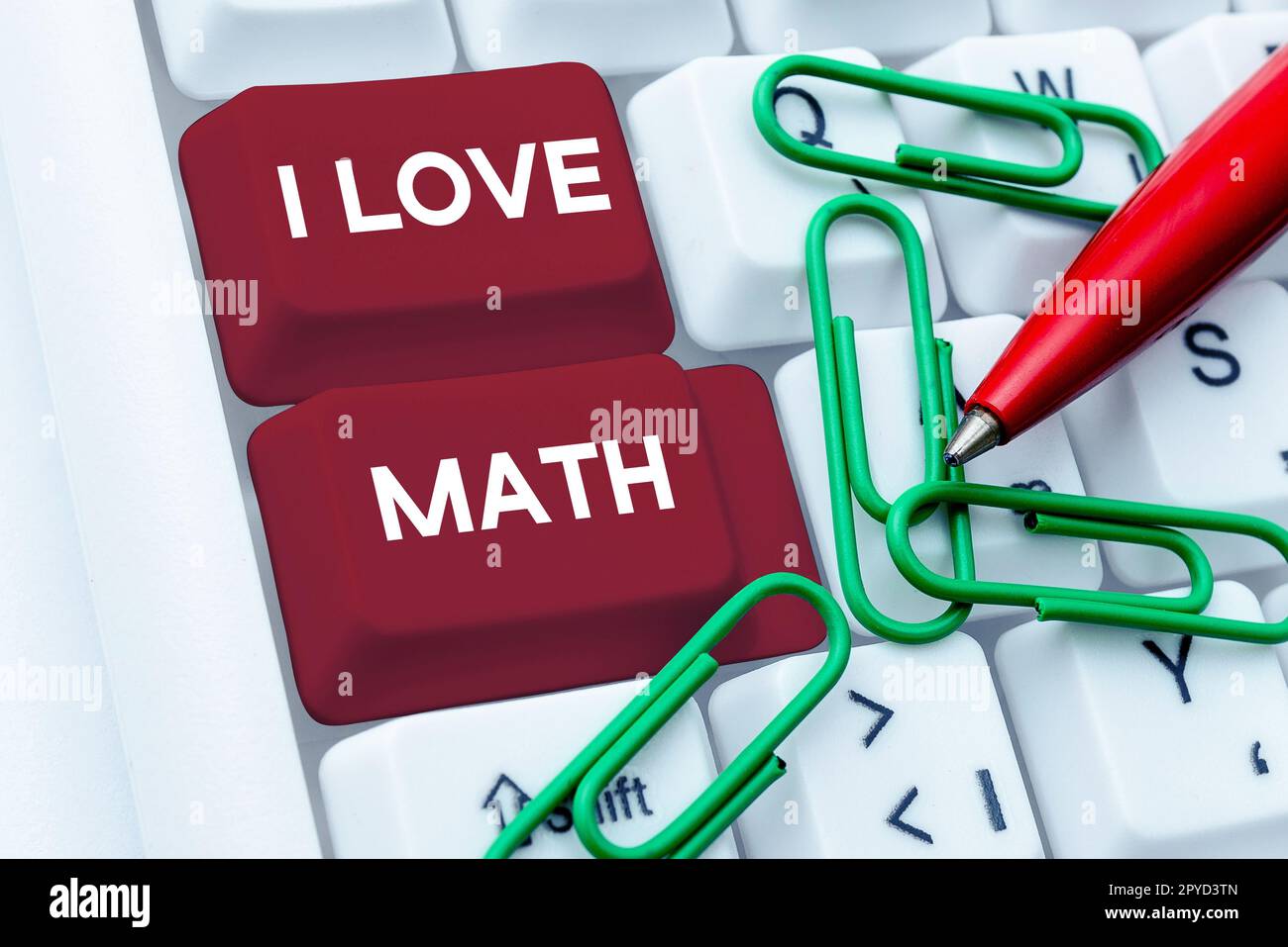 Texte d'écriture I Love Math. Approche d'affaires à comme beaucoup faire des calculs mathématiques nombre geek personne Banque D'Images