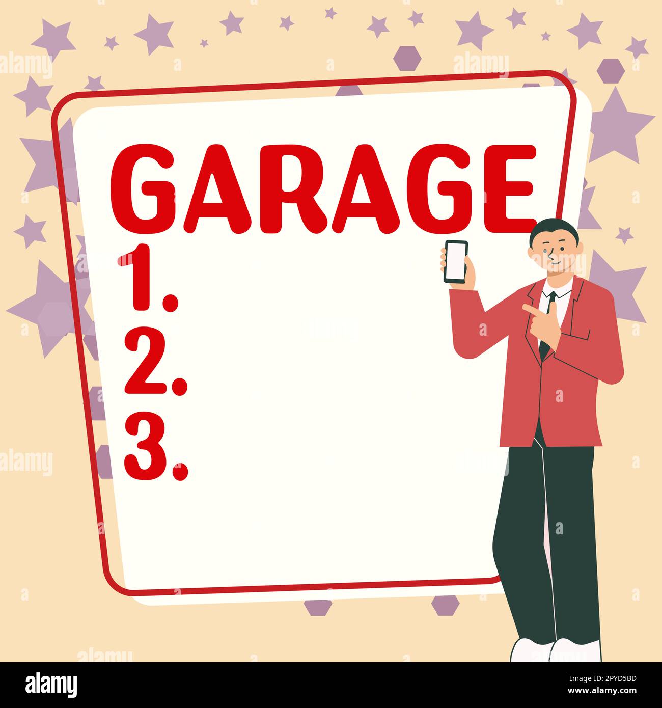 Affiche indiquant le garage. Construction d'idées d'affaires pour le logement d'un véhicule à moteur ou de véhicules pour les mettre dans Banque D'Images