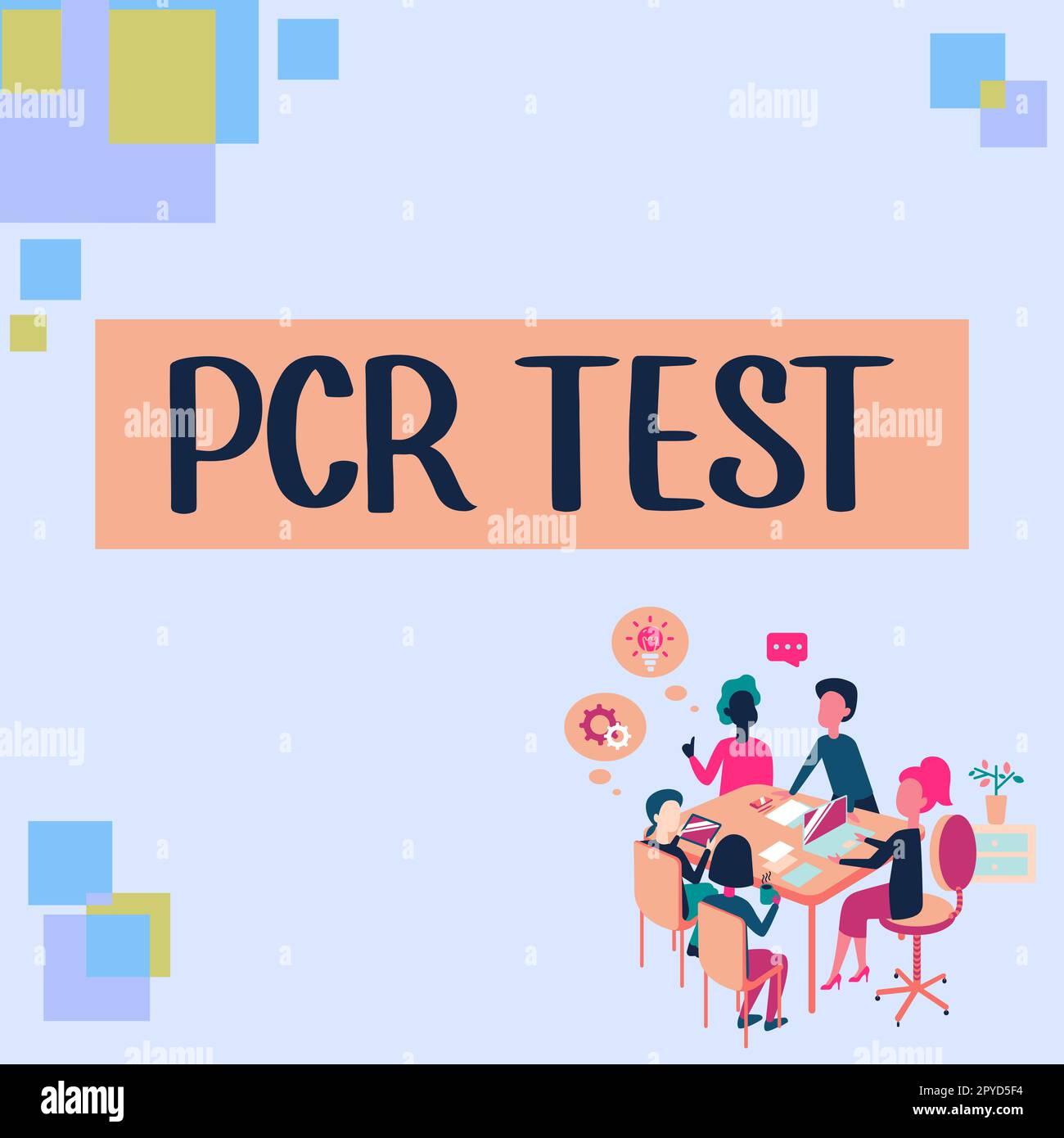 Test PCR d'affichage conceptuel. Idée commerciale détection qualitative du génome viral dans la courte séqeunce de l'ADN Banque D'Images