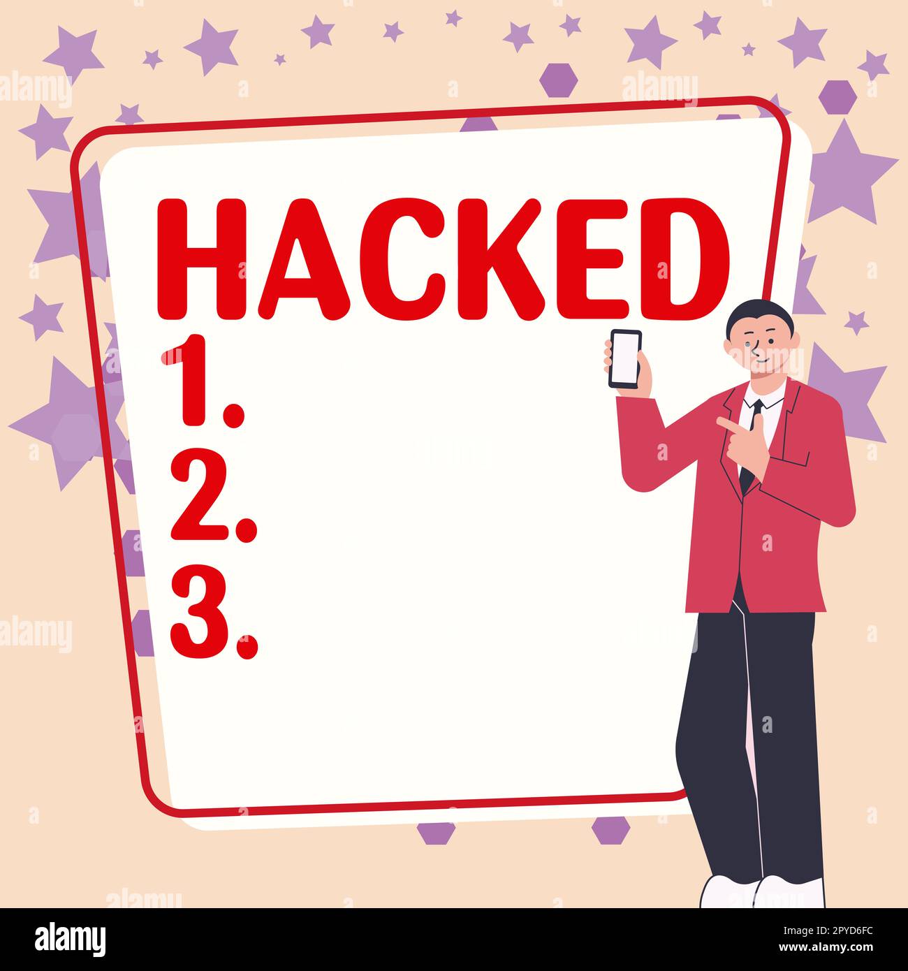 Affiche affichant piraté. Mot écrit sur obtenir un accès non autorisé aux données dans le système ou l'ordinateur cybercrime Banque D'Images