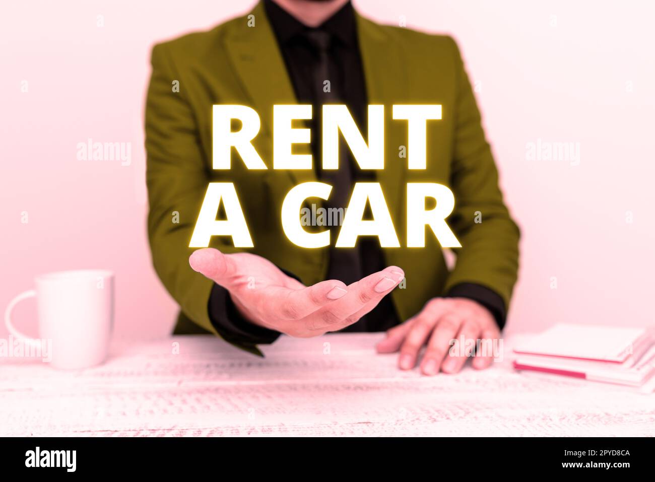 Enseigne à écriture manuscrite Rent A car. Mot écrit sur le paiement de l'utilisation temporaire du véhicule d'un jour à plusieurs mois Banque D'Images