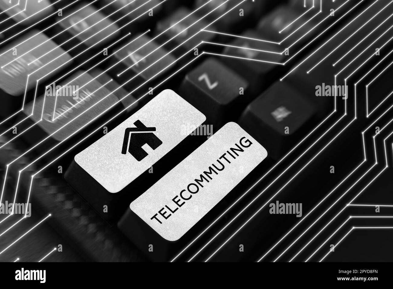 Texte montrant inspiration télétravail. Présentation de l'entreprise travaillez à domicile grâce à un lien électronique avec le bureau central Banque D'Images