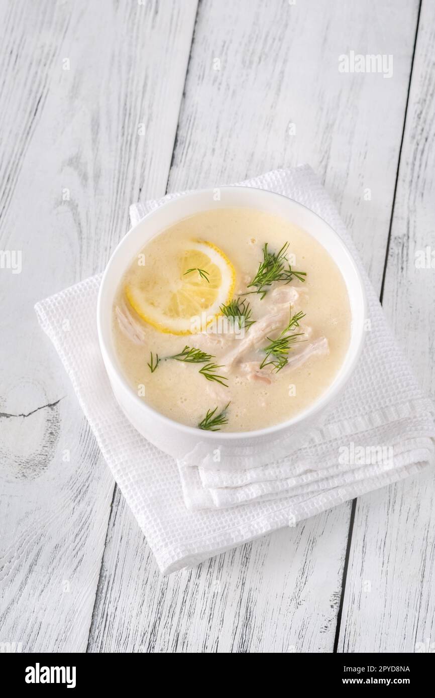 Portion d'Avgolemono Banque D'Images