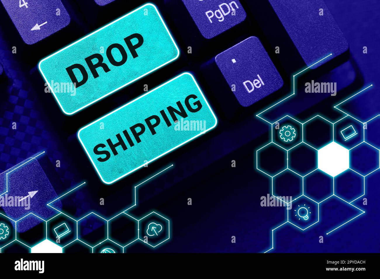 Présentation conceptuelle Drop Shipping. Internet concept pour envoyer des marchandises d'un fabricant directement à un client plutôt qu'au détaillant Banque D'Images