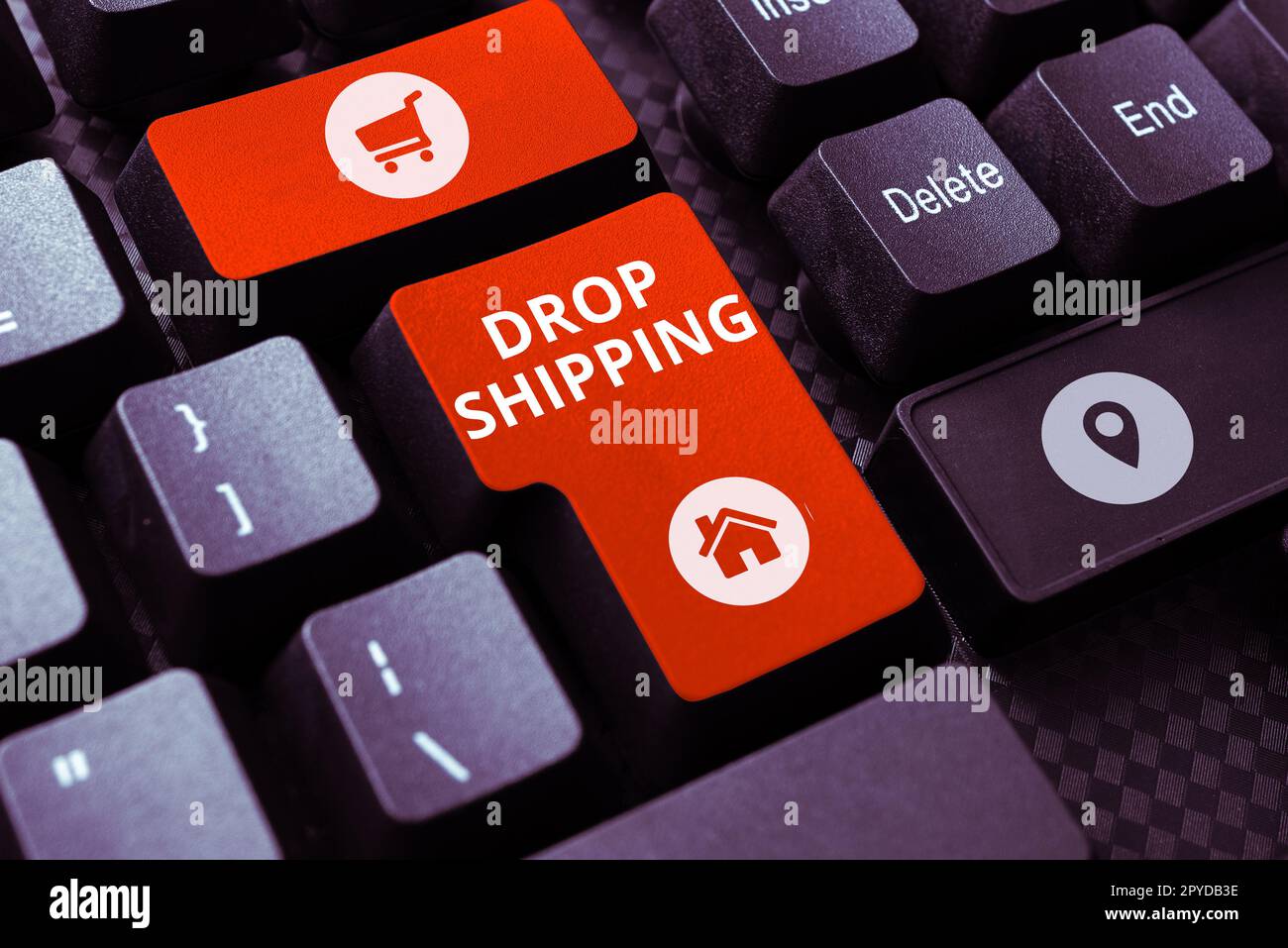 Légende conceptuelle livraison par goutte. Photo conceptuelle pour envoyer des marchandises d'un fabricant directement à un client plutôt qu'au détaillant Banque D'Images