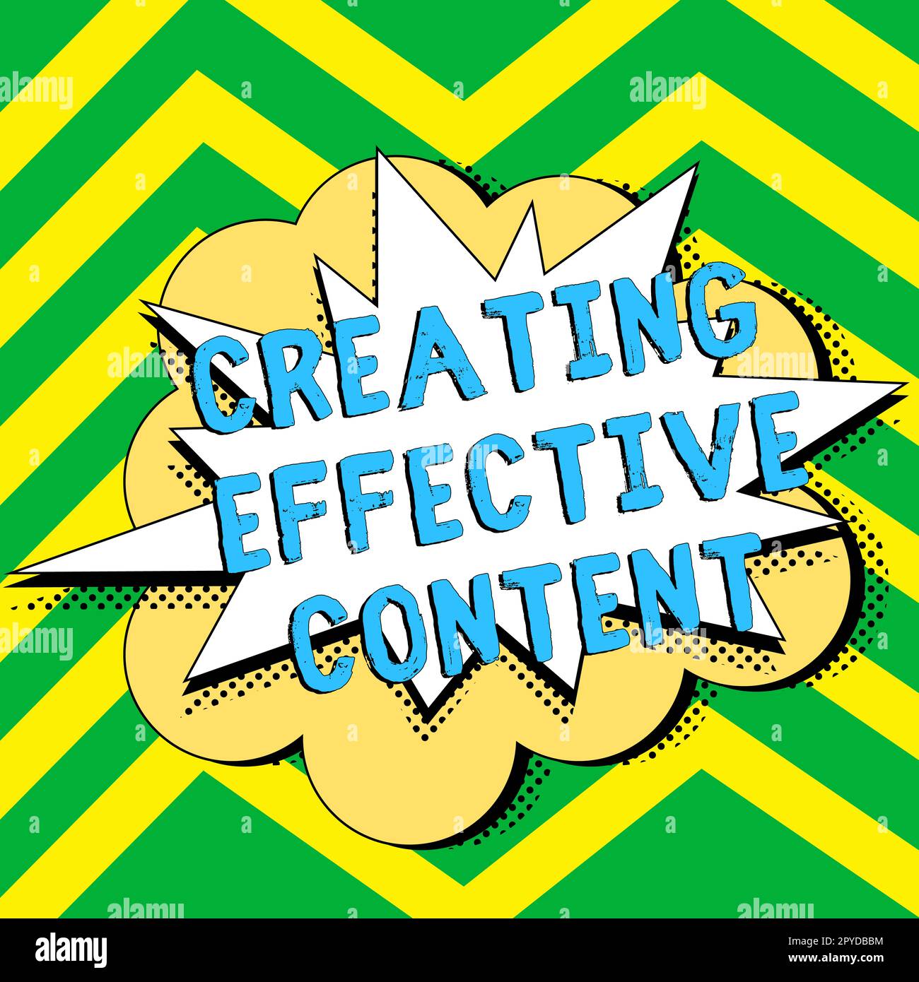 Affiche indiquant la création d'un contenu efficace. Mot écrit sur informations utiles convivial Banque D'Images