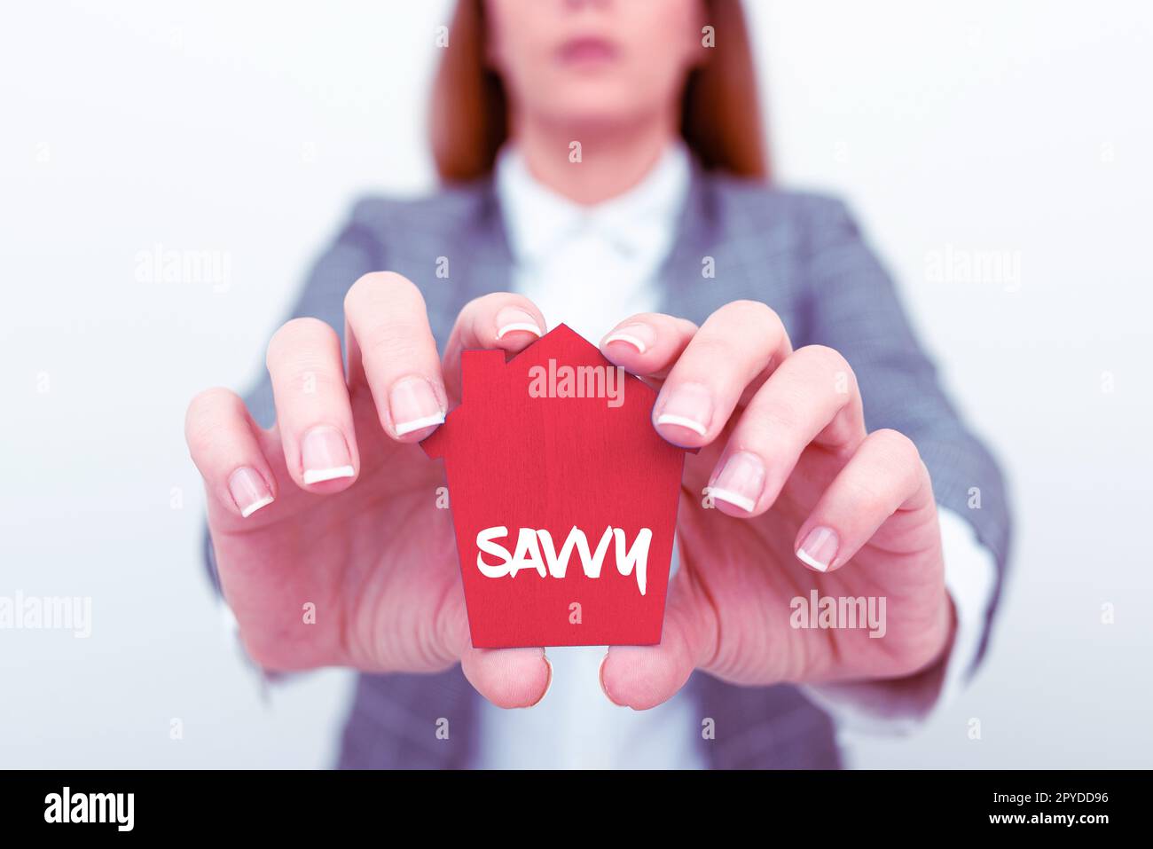 Affiche affichant Savvy. Approche d'affaires ayant la perception, la compréhension dans les questions pratiques Banque D'Images