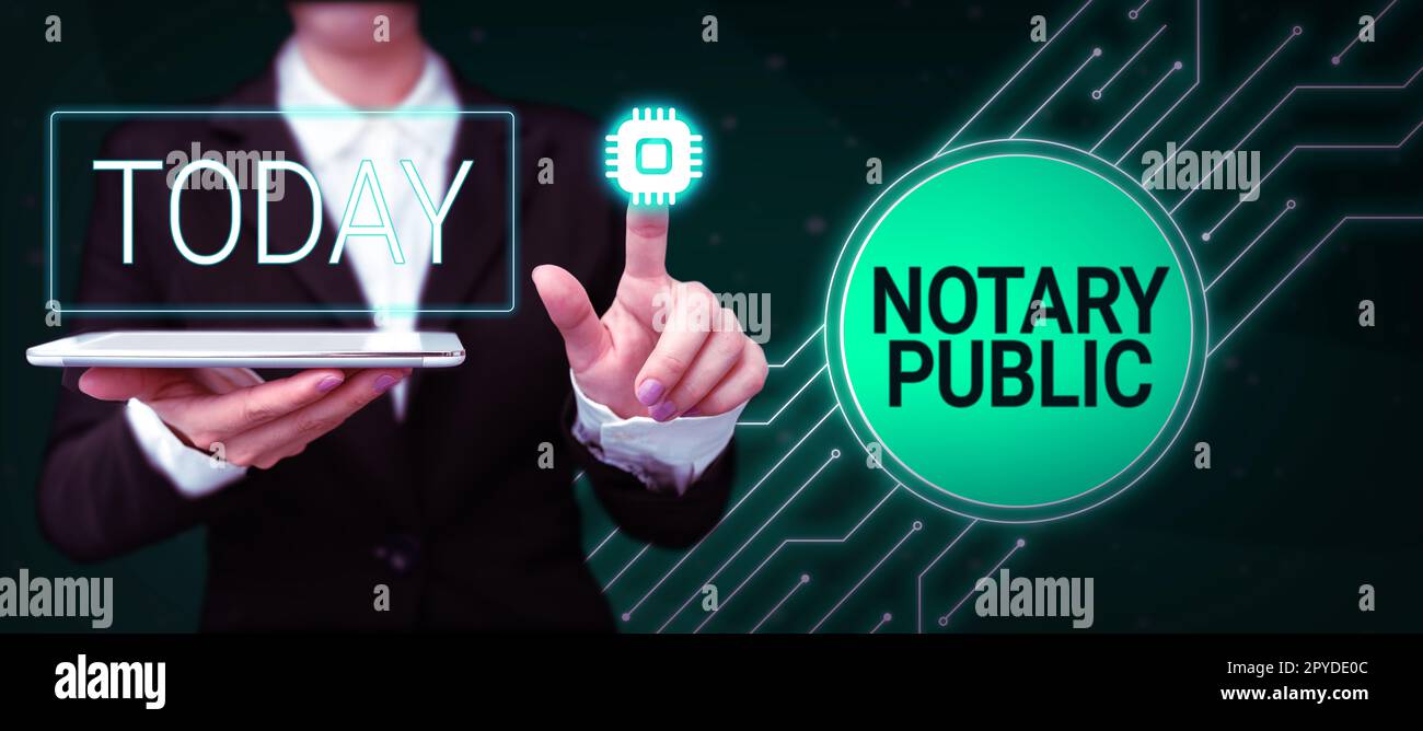 Texte montrant l'inspiration notaire public. Photo conceptuelle légalité Documentation autorisation Contrat de certification Banque D'Images