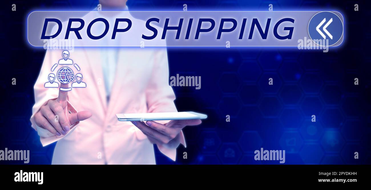 Présentation conceptuelle Drop Shipping. Concept d'affaires pour envoyer des marchandises d'un fabricant directement à un client plutôt qu'au détaillant Banque D'Images