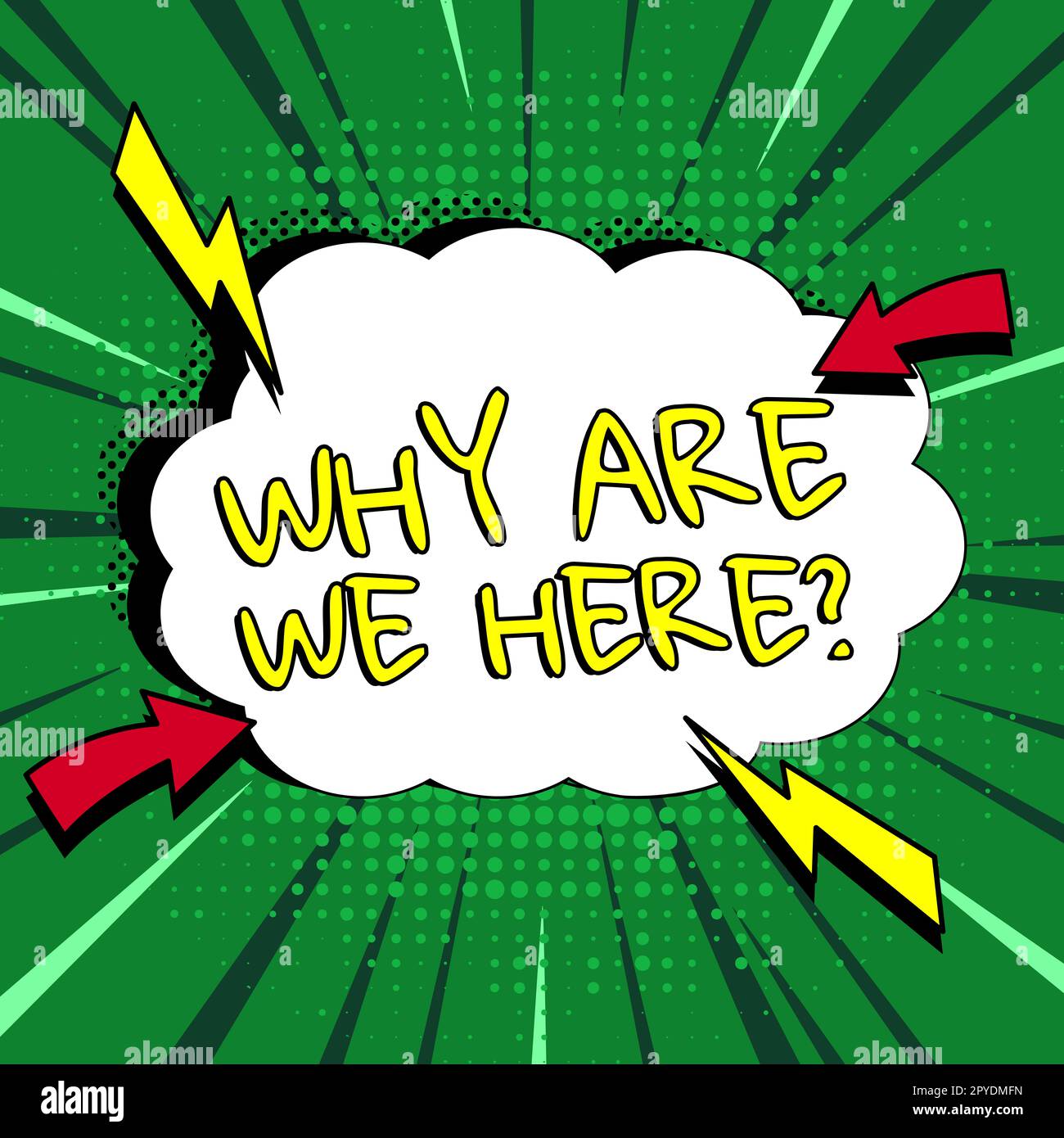 Légende conceptuelle Pourquoi sommes-nous ici. Mot pour les raisons d'être quelque part but d'explication Banque D'Images