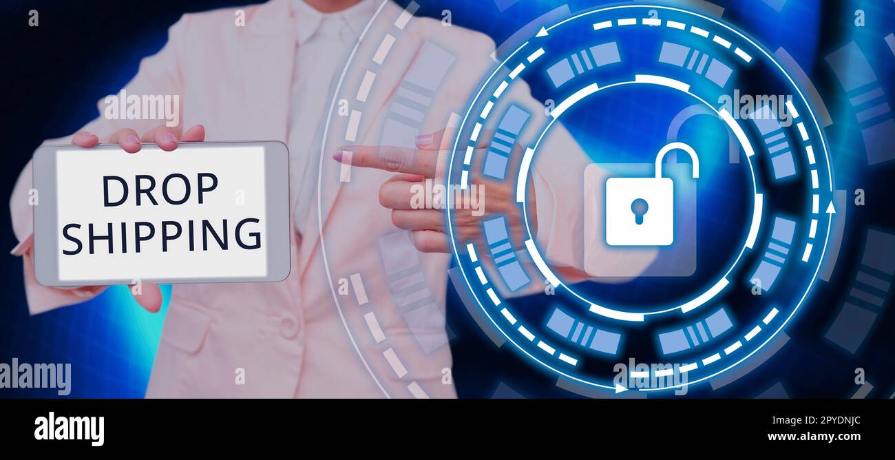 Légende conceptuelle livraison par goutte. Présentation de l'entreprise pour envoyer des marchandises d'un fabricant directement à un client plutôt qu'au détaillant Banque D'Images