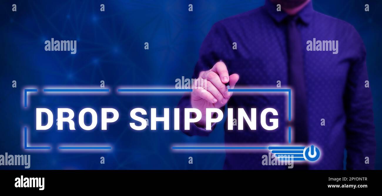 Légende présentant Drop Shipping. Internet concept pour envoyer des marchandises d'un fabricant directement à un client plutôt qu'au détaillant Banque D'Images