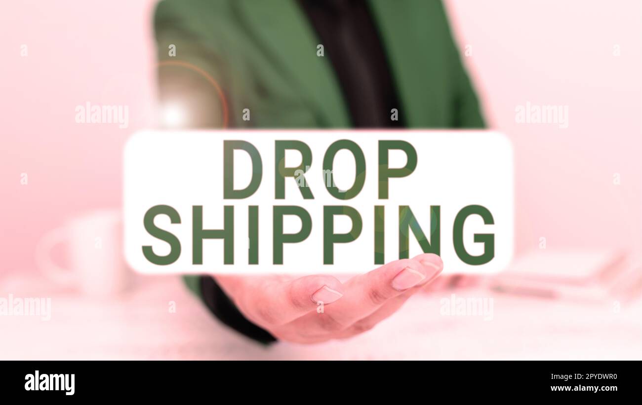 Légende conceptuelle livraison par goutte. Concept signifie envoyer des marchandises d'un fabricant directement à un client plutôt qu'au détaillant Banque D'Images