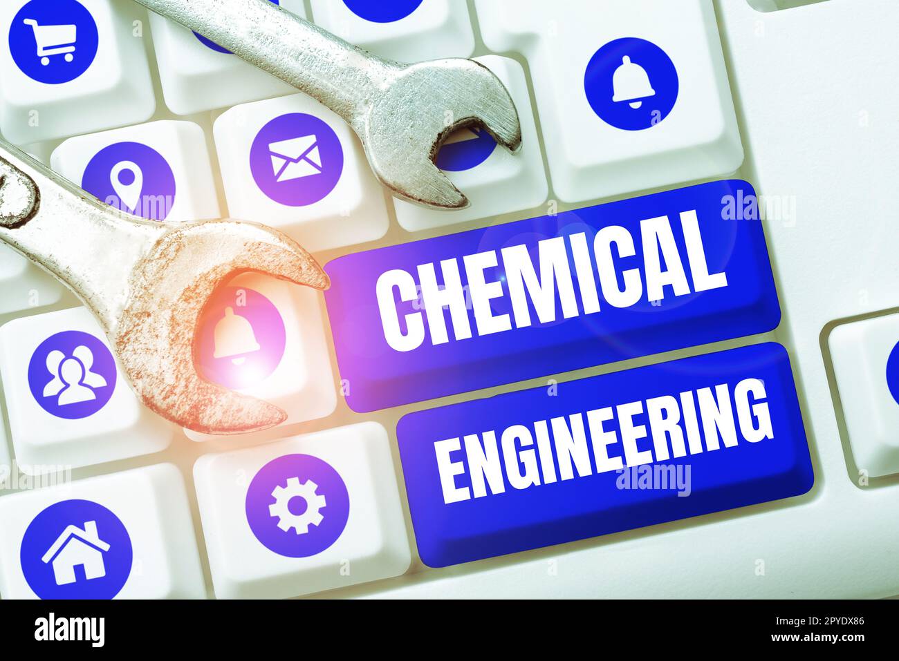 Écriture manuscrite génie chimique. Mot pour développer des choses traitant de l'application industrielle de la chimie Banque D'Images