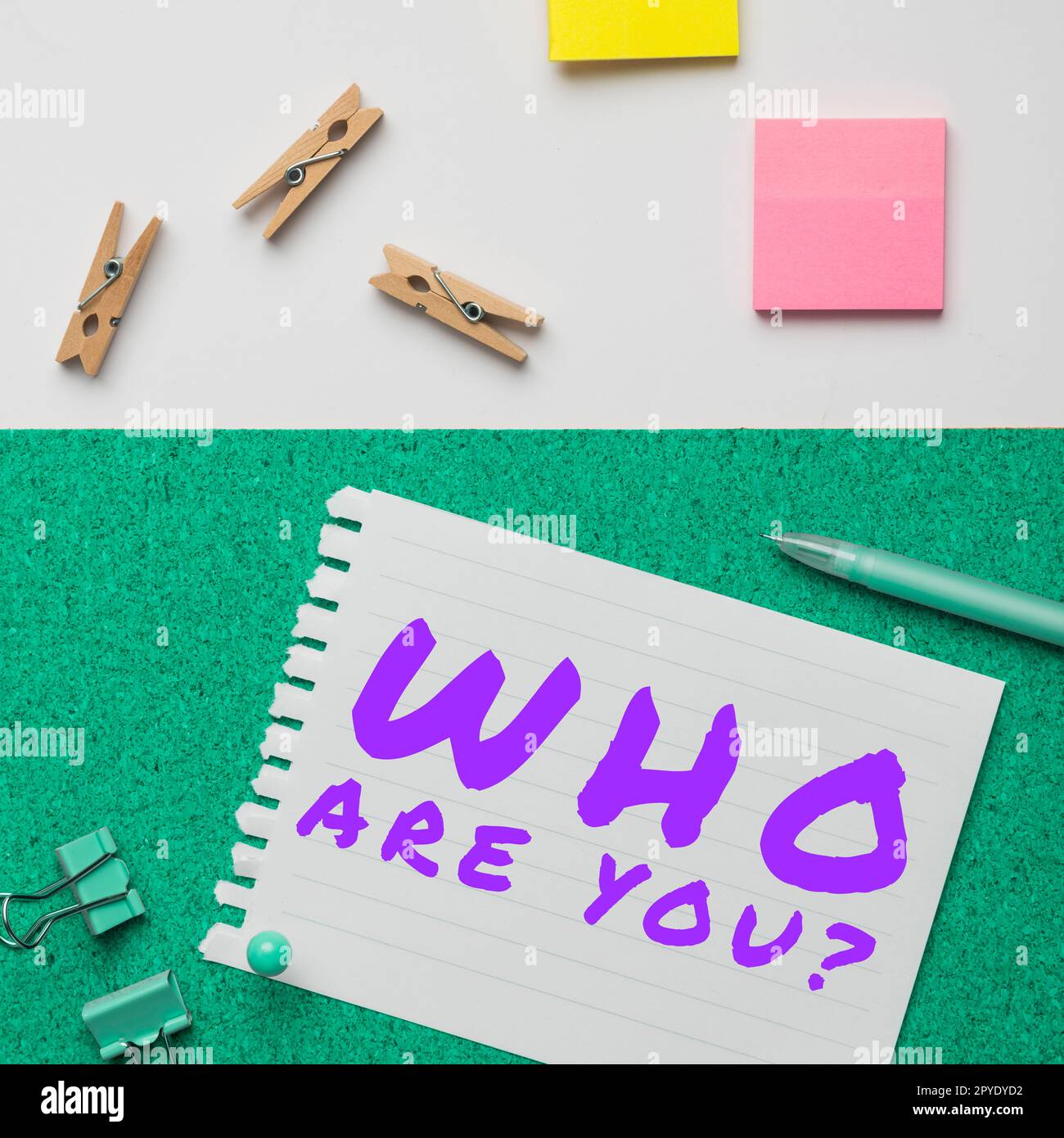 Affiche qui êtes-vous. Aperçu de l'entreprise Identifiez-vous des caractéristiques personnelles de la description Banque D'Images
