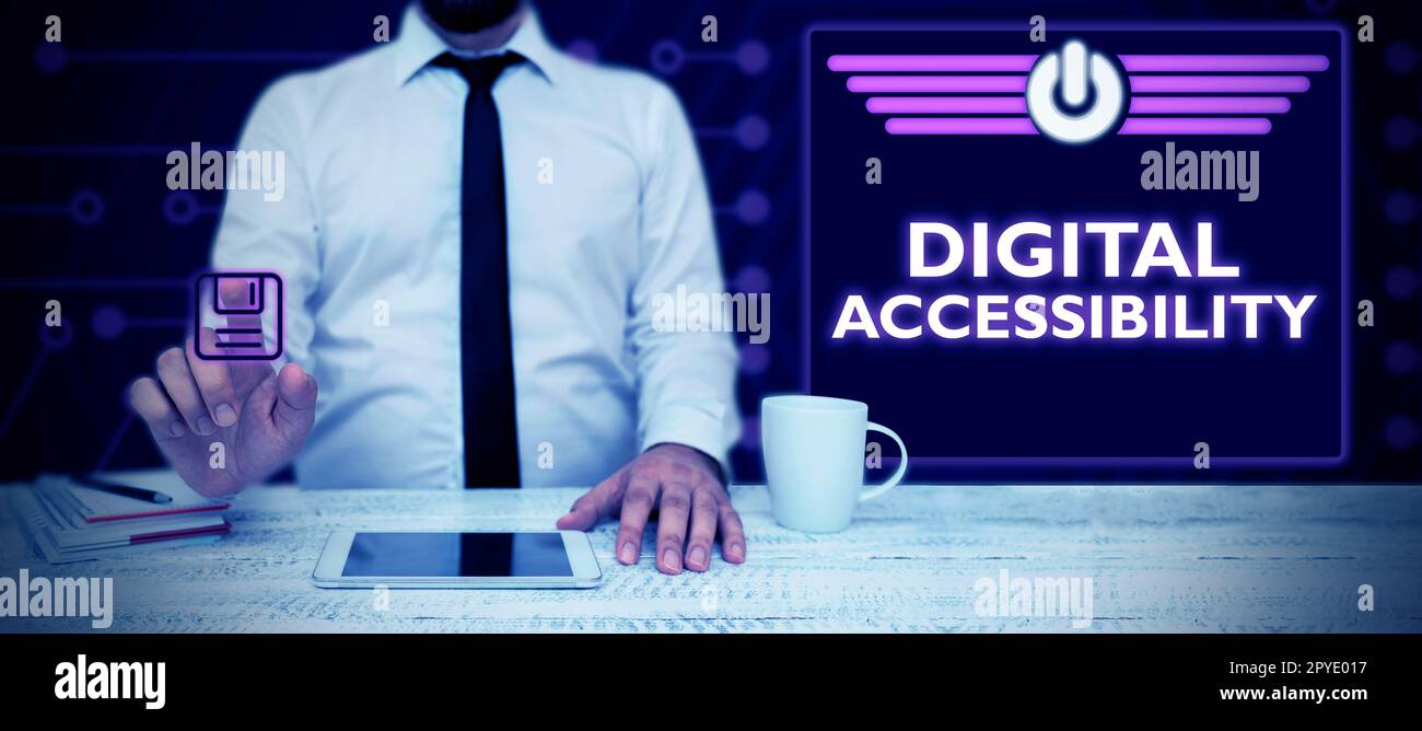 Affichage conceptuel Accessibilité numérique. Concept d'entreprise technologie électronique qui génère des magasins et traite des données Banque D'Images