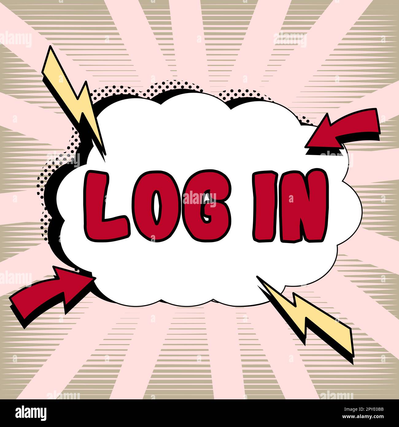 Affiche connexion. Mot écrit à l'étape de la procédure pour commencer à utiliser un ordinateur ou une base de données Banque D'Images