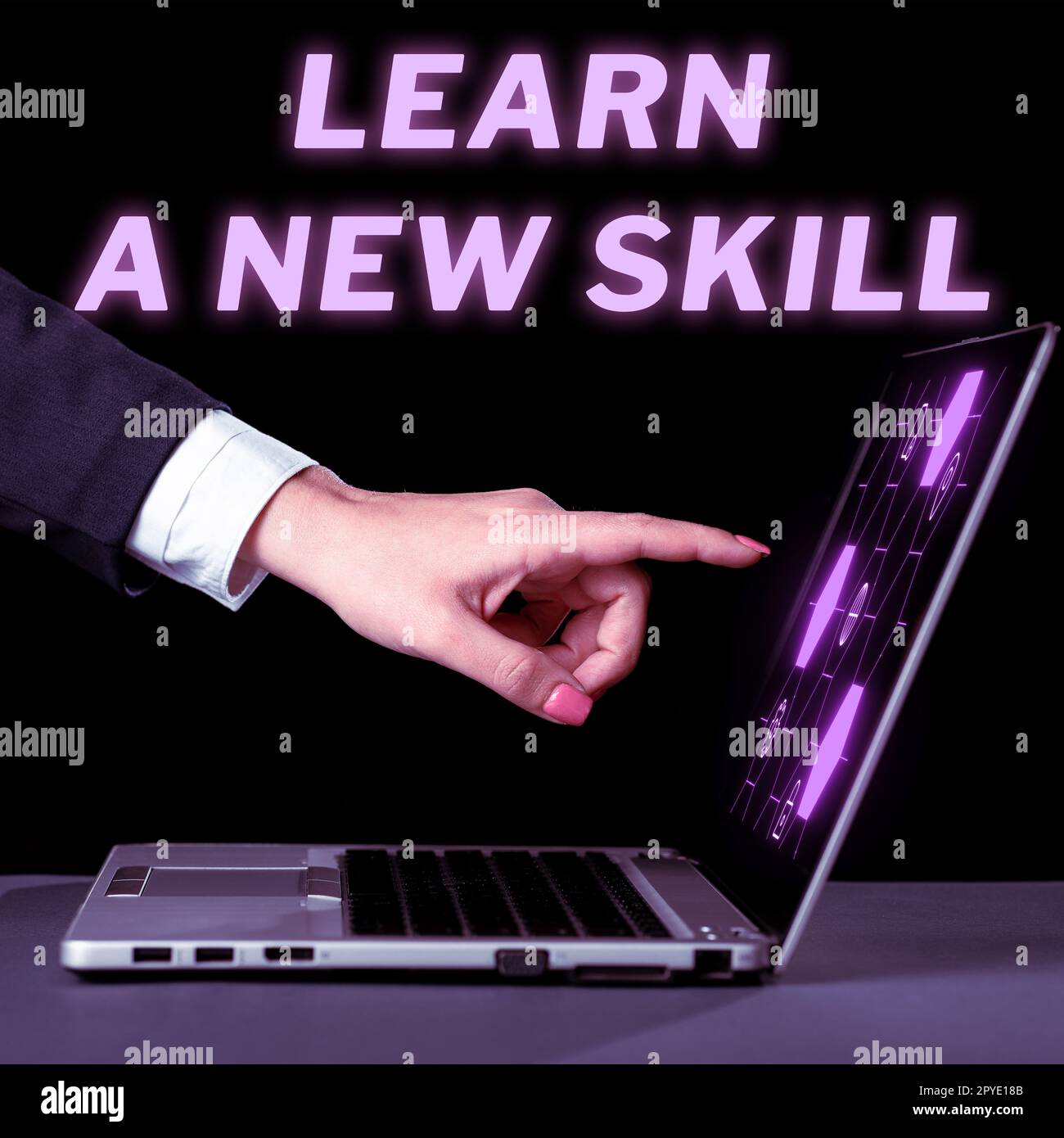 Affichage conceptuel apprendre Une nouvelle compétence. Connaissance de l'acquisition d'une approche commerciale grâce à une expérience d'étude enseignée Banque D'Images