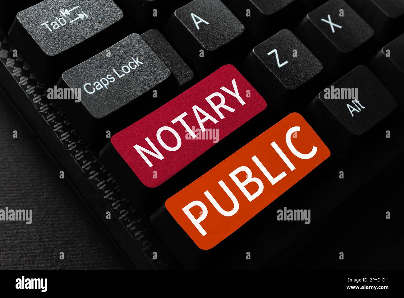 Légende du texte présentant le notaire public. Contrat de certification d'autorisation de documentation de légalité d'idée commerciale Banque D'Images