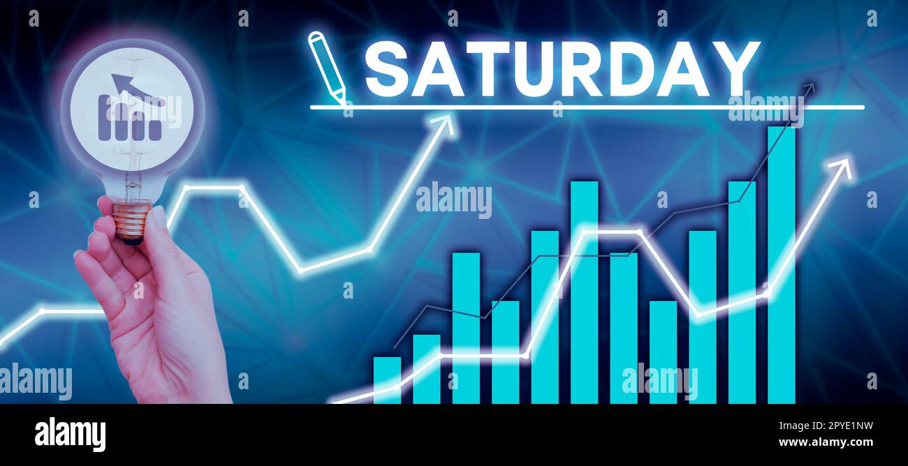 Exposition conceptuelle samedi. Mot pour le premier jour du week-end détente temps vacances moment de loisirs Banque D'Images