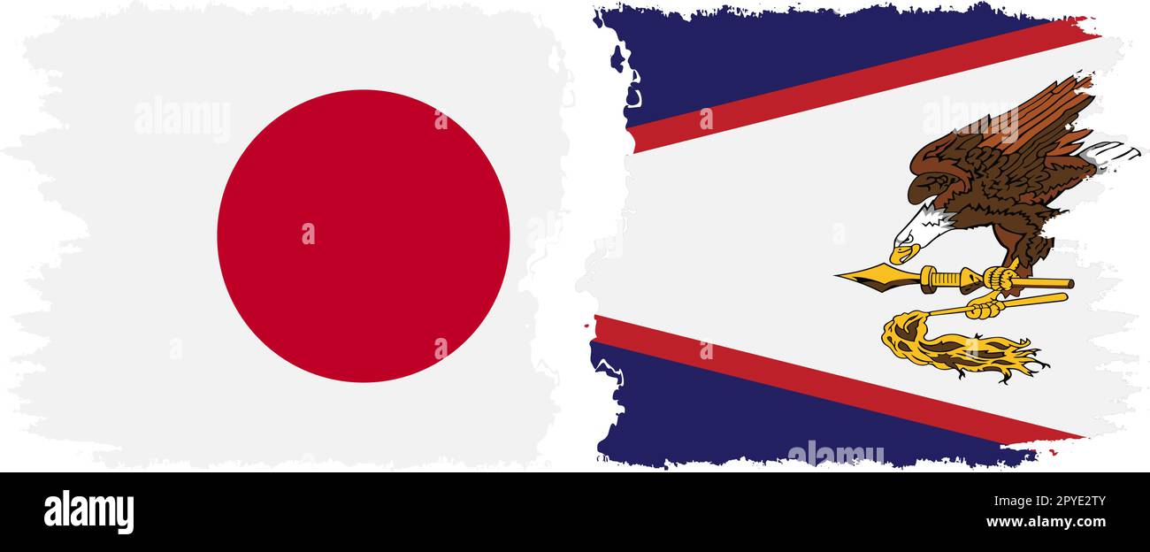 Samoa américaines et Japon grunge drapeaux connexion, vecteur Illustration de Vecteur