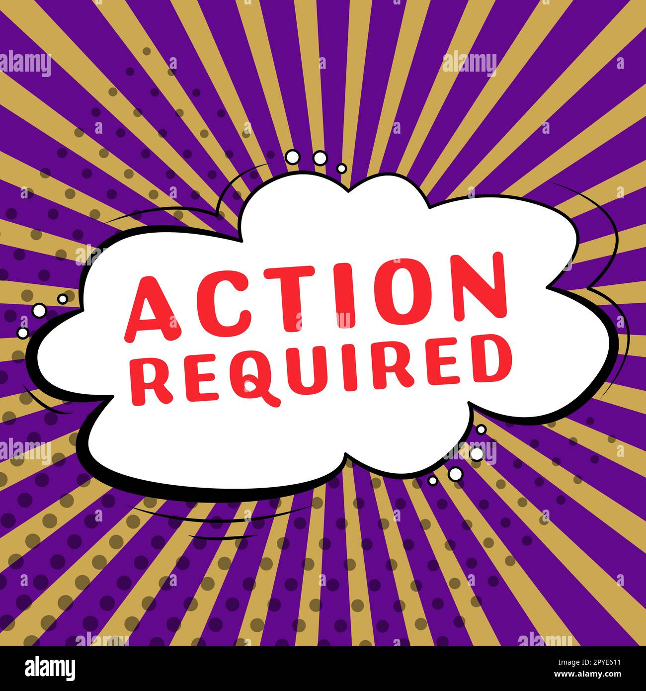 Symbole de texte indiquant action requise. Mot écrit sur considérer une action de quelqu'un en vertu de leur position Banque D'Images