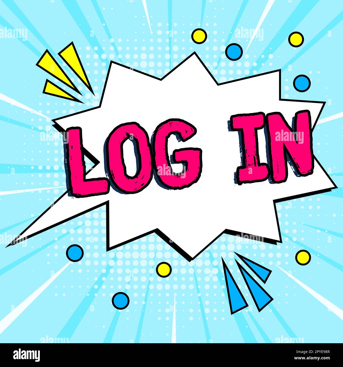 Affiche connexion. Concept Internet passer par les procédures pour commencer à utiliser un ordinateur ou une base de données Banque D'Images