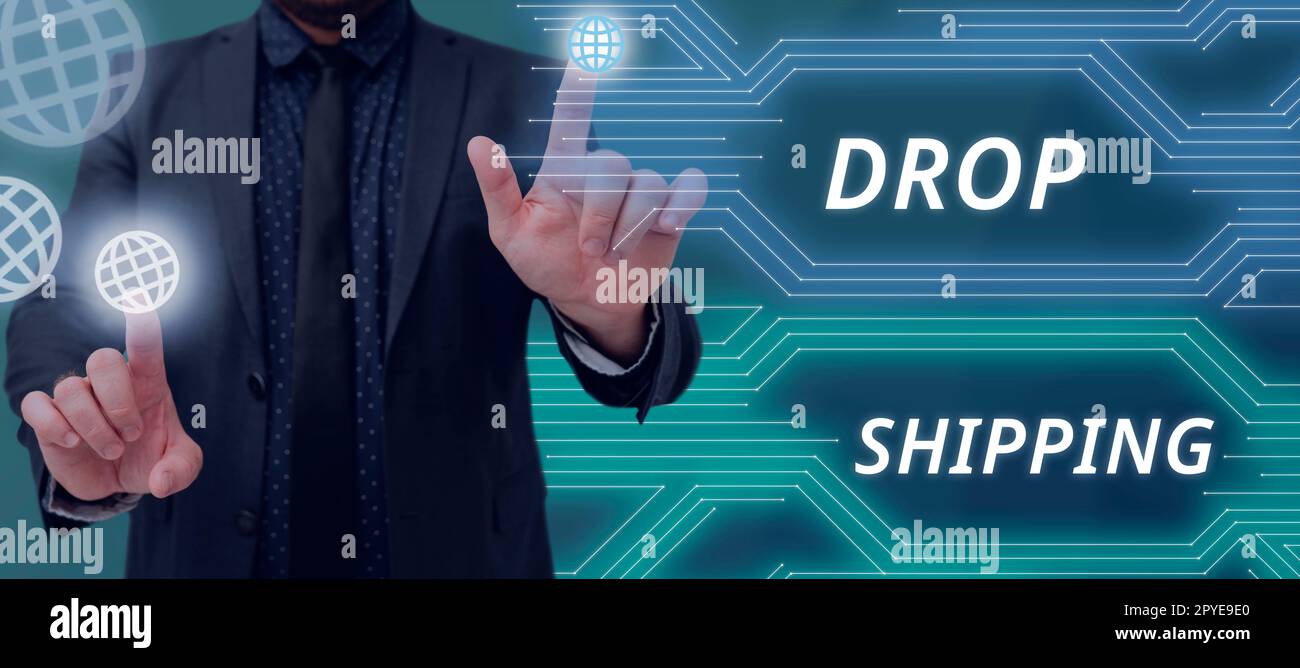 Envoi de texte d'écriture manuscrite. Vitrine commerciale pour envoyer des marchandises d'un fabricant directement à un client plutôt qu'au détaillant Banque D'Images