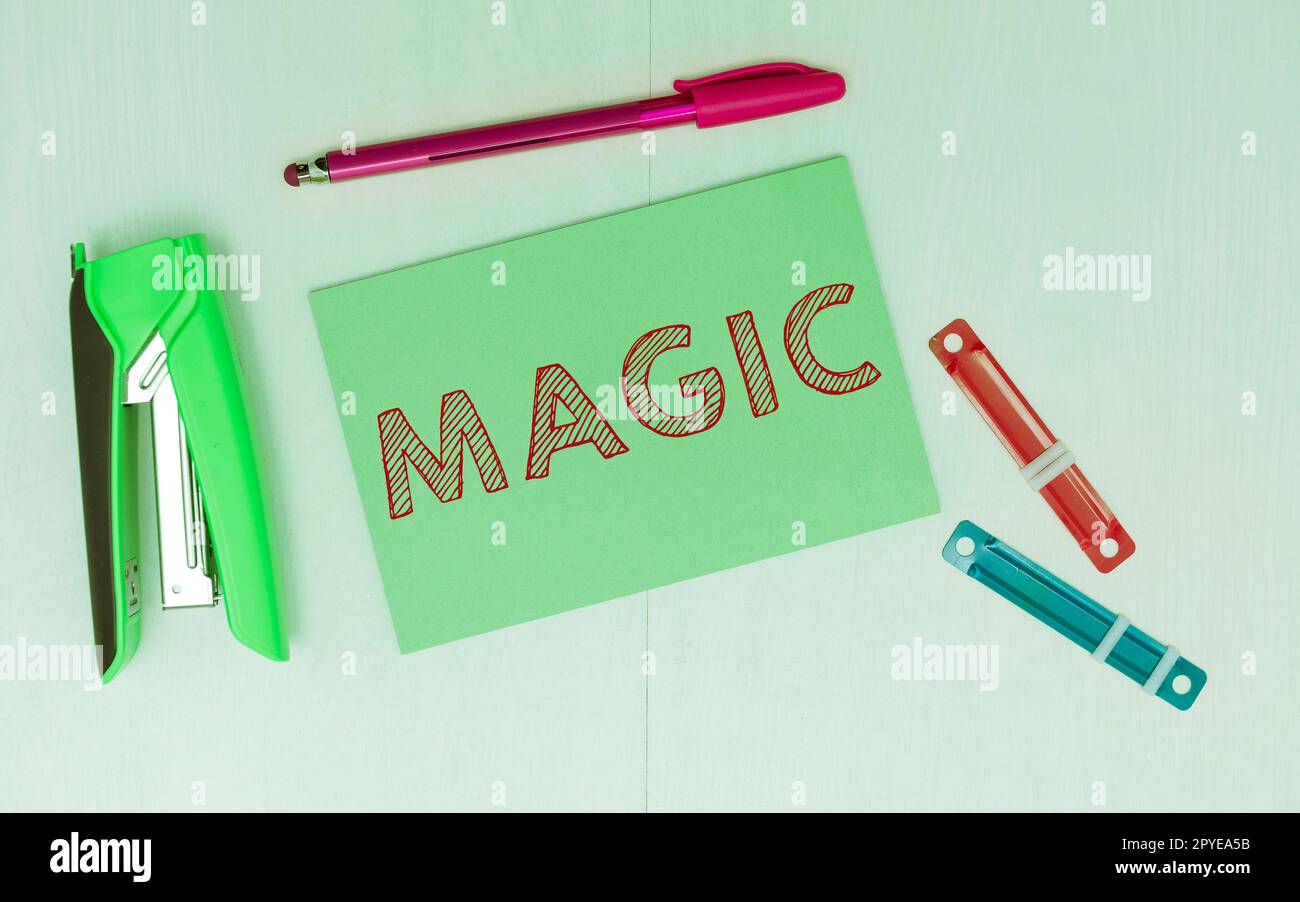 Inspiration montrant le signe Magic. Mot pour pouvoir d'influencer des événements en utilisant des forces mystérieuses ou surnaturelles Banque D'Images
