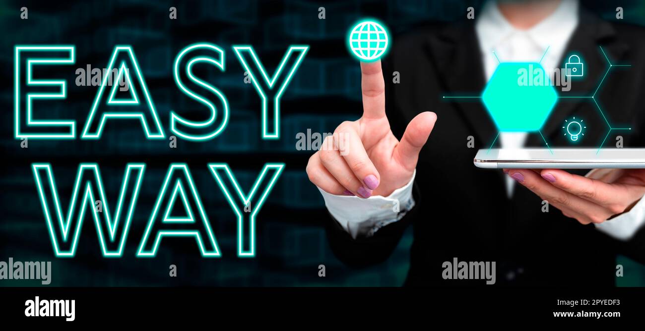 Écriture affichage facile du texte. Approche commerciale prendre des décisions difficiles entre deux méthodes de moins en plus d'effort Banque D'Images