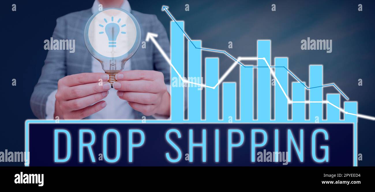 Envoi de texte d'écriture manuscrite. Vitrine commerciale pour envoyer des marchandises d'un fabricant directement à un client plutôt qu'au détaillant Banque D'Images