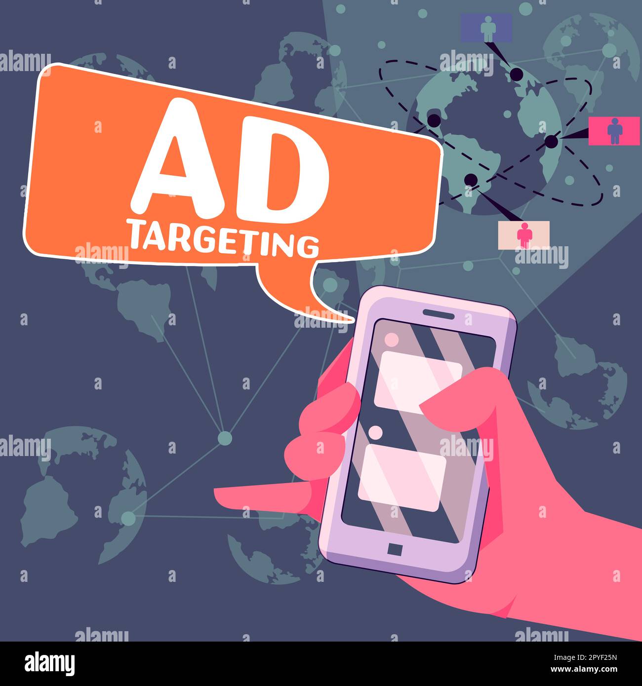 Légende conceptuelle ciblage publicitaire. L'approche commerciale cible les publics les plus réceptifs avec certains traits Banque D'Images