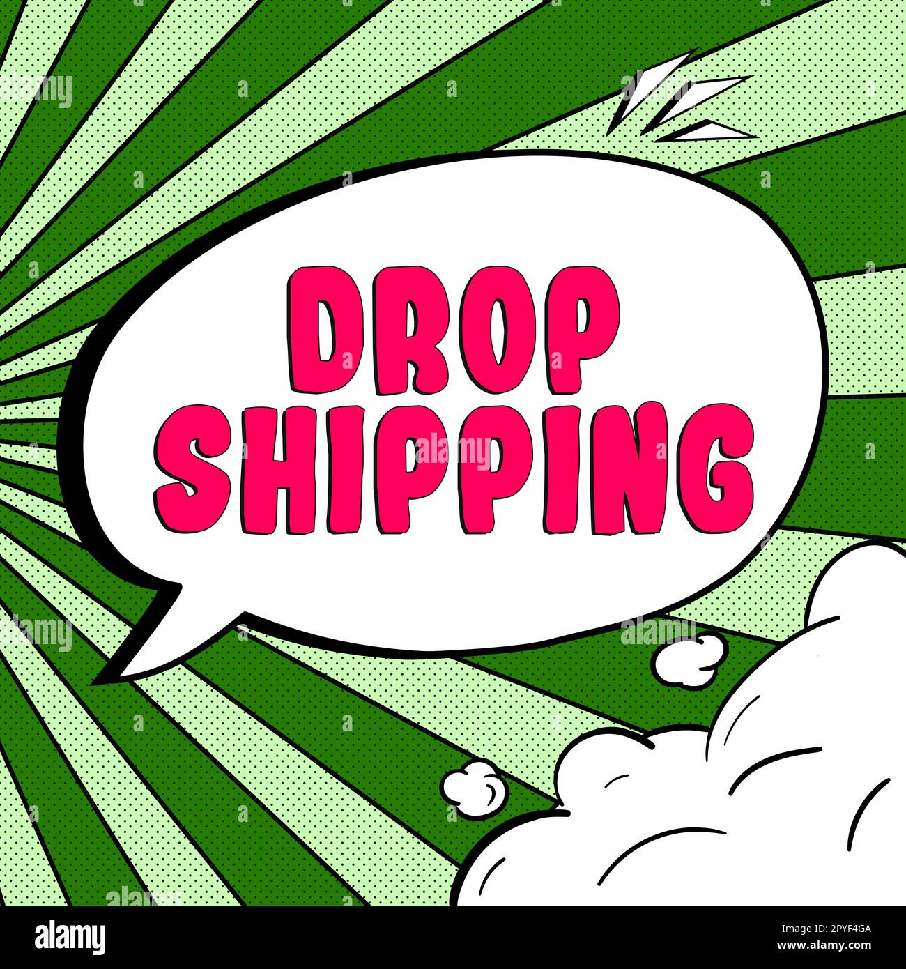 Présentation conceptuelle Drop Shipping. Idée commerciale d'envoyer des marchandises d'un fabricant directement à un client au lieu du faire au détaillant Banque D'Images