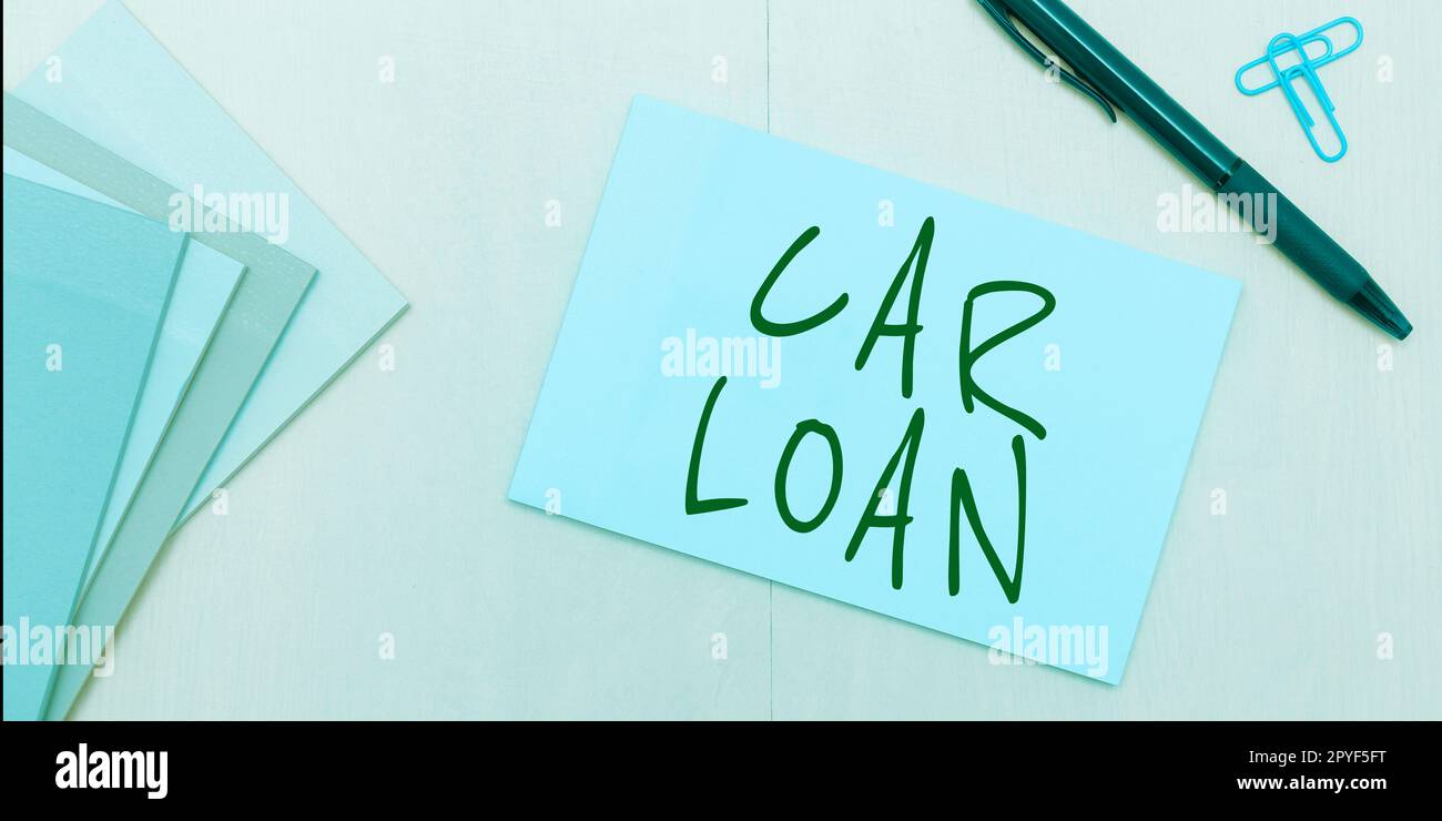 Inspiration montrant le signe prêt de voiture. Mot écrit sur prendre l'argent de la banque avec grand intérêt pour acheter un véhicule neuf Banque D'Images