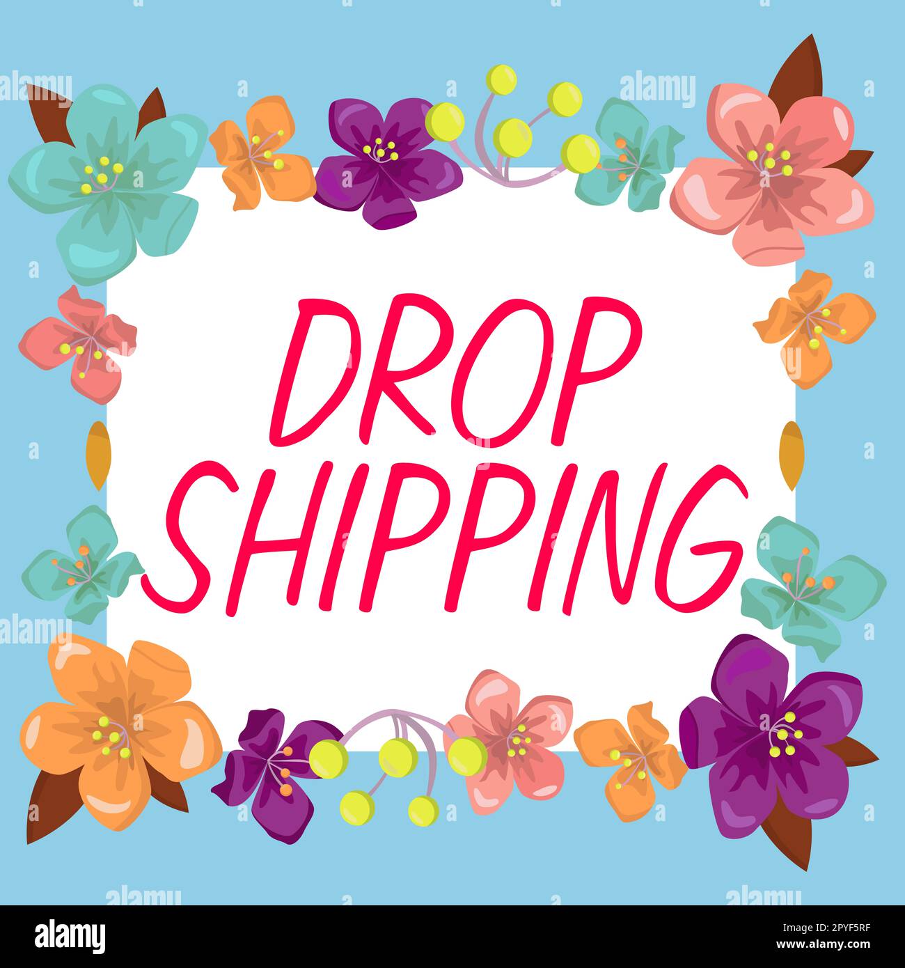 Présentation conceptuelle Drop Shipping. Idée commerciale d'envoyer des marchandises d'un fabricant directement à un client au lieu du faire au détaillant Banque D'Images