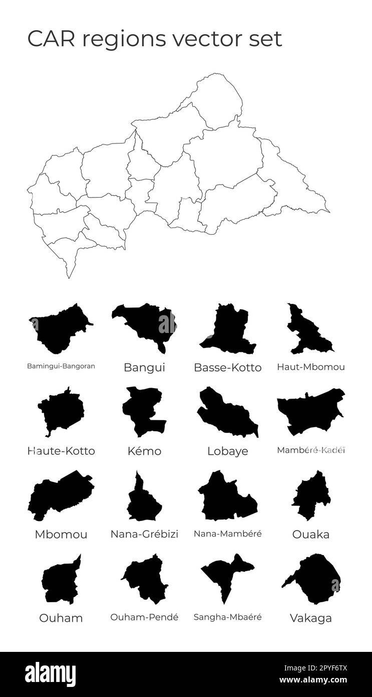 Carte de VOITURE avec des formes de régions. Carte vectorielle vierge du pays avec les régions. Frontières du pays pour votre infographie. Illustration vectorielle. Illustration de Vecteur